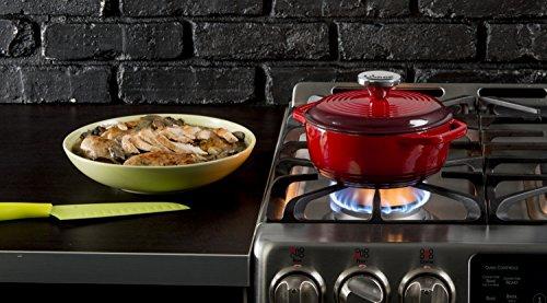 Lodge 6 Quart Enameled Cast Iron Dutch Oven. Classic Red Enamel Dutch Oven (Island Spice Red)
