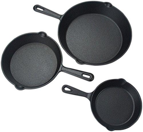 Utopia Kitchen Pre-Seasoned Cast Iron Skillet Set 3-Piece - 6 Inch, 8 Inch and 10 Inch