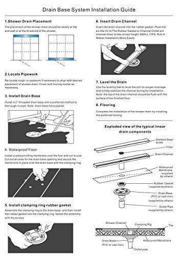 DESFAU Square Shower Drain 6-Inch, Tile Insert Square Drain JD47030900BNUS