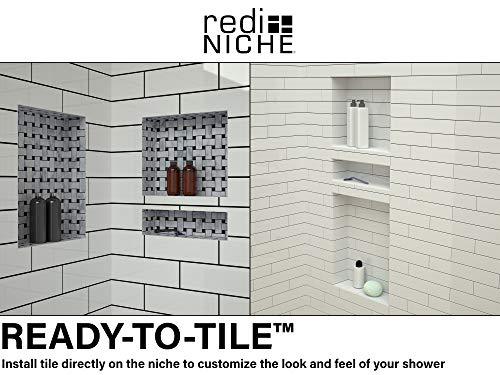 Redi Niche Single Recessed Shower Shelf – Black, One Inner Shelf, 16-Inch Width x 14-Inch Height x 4-Inch Depth