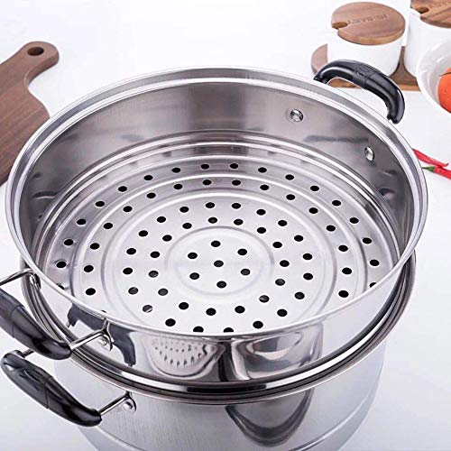 Beeiee 3 Tier Stainless Steel 11.2-Inch Diameter Steamer Cookware Pot Saucepot Multi-layer Boiler
