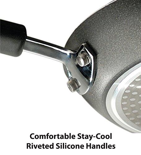 T-fal E91898 Ultimate Hard Anodized Scratch Resistant Titanium Nonstick Thermo-Spot Heat Indicator Anti-Warp Base Dishwasher Safe Oven Safe PFOA Free Glass Lid Cookware, 12-Inch, Gray