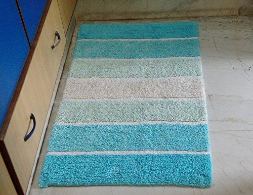 Chardin Home - 100% Pure Cotton - 2 Piece Cordural Stripe Bath Rug Set, (21''x34'' & 17''x24'') Gray-Beige with Latex spray non-skid backing