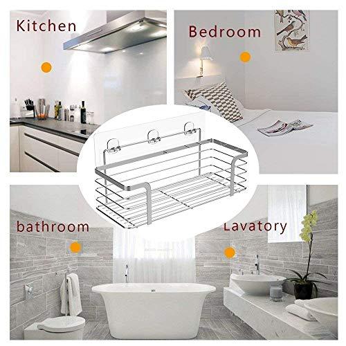 Adhesive Bathroom Shelf Organizer Shower Caddy Kitchen Storage Rack Wall Mounted No Drilling SUS304 Stainless Steel - 2 PACK