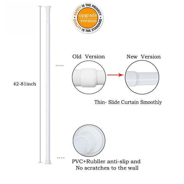 ALLZONE Tension Shower Window Curtain Rod,42-81 Inches, Never Collapse,No Drilling, NEVERRUST
