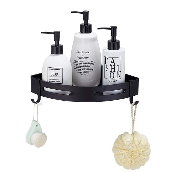 Gricol Bathroom Shower Shelf Triangle Wall Shower Caddy Space Aluminum Self Adhesive No Damage Wall Mount (Silver)