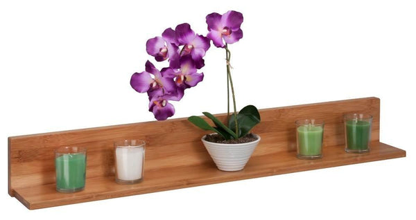 Honey-Can-Do SHF-04412 Bamboo L-Shaped Wall Shelf with Mounting Hardware, 29.53L x 4.57W x 3.94H