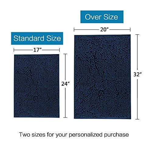 20x32 inch Oversize Bathroom Rug Shag Shower Mat Soft Texture Floor Mat Machine-Washable Bath mats with Water Absorbent Soft Microfibers Rugs for Kitchen, Navy