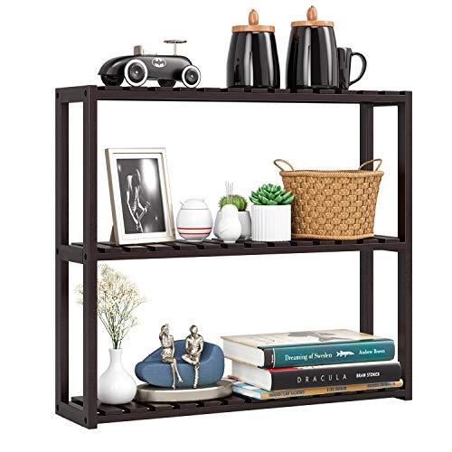 HOMFA Bamboo Bathroom Shelf 3-Tier Multifunctional Adjustable Layer Rack Wall Mounted Utility Storage Organizer Bathroom Kitchen Living Room Holder