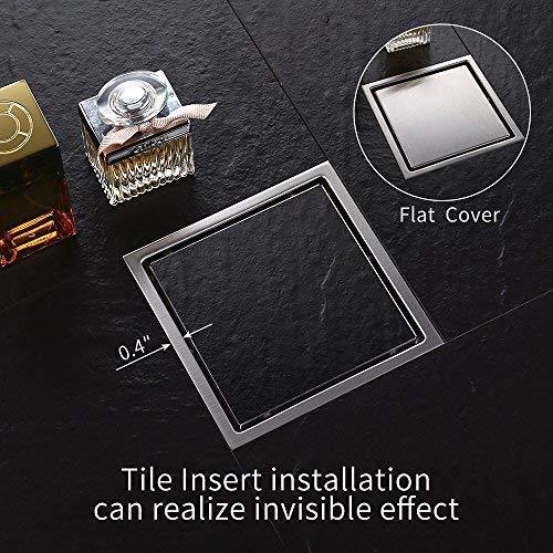 DESFAU Square Shower Drain 6-Inch, Tile Insert Square Drain JD47030900BNUS