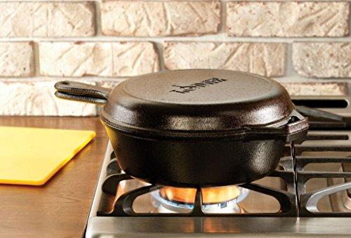Lodge 3 Quart Cast Iron Combo Cooker. Pre-seasoned Cast Iron Skillet, Fryer, Dutch Oven, and Convertible Skillet/Griddle Lid