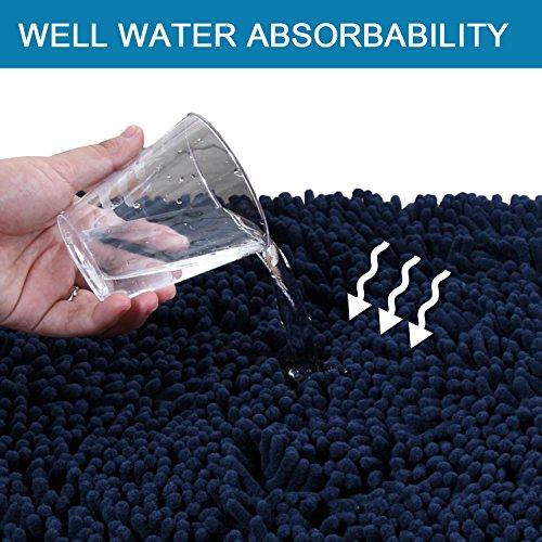 20x32 inch Oversize Bathroom Rug Shag Shower Mat Soft Texture Floor Mat Machine-Washable Bath mats with Water Absorbent Soft Microfibers Rugs for Kitchen, Navy