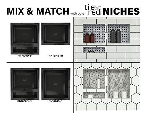 Redi Niche Single Recessed Shower Shelf – Black, One Inner Shelf, 16-Inch Width x 14-Inch Height x 4-Inch Depth