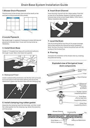 DESFAU Square Shower Drain 6-Inch, Tile Insert Square Drain JD47030900BNUS