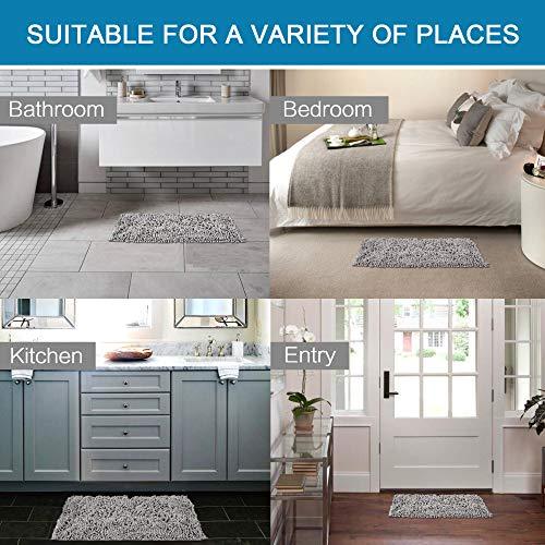 20x32 inch Oversize Bathroom Rug Shag Shower Mat Soft Texture Floor Mat Machine-Washable Bath mats with Water Absorbent Soft Microfibers Rugs for Kitchen, Navy