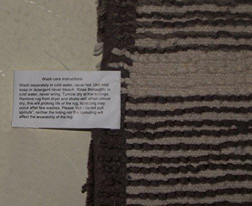 Chardin Home - 100% Pure Cotton - 2 Piece Cordural Stripe Bath Rug Set, (21''x34'' & 17''x24'') Gray-Beige with Latex spray non-skid backing