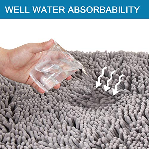 20x32 inch Oversize Bathroom Rug Shag Shower Mat Soft Texture Floor Mat Machine-Washable Bath mats with Water Absorbent Soft Microfibers Rugs for Kitchen, Navy