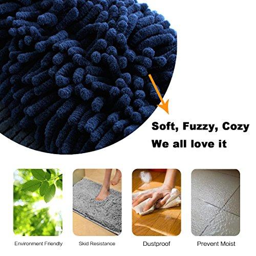 20x32 inch Oversize Bathroom Rug Shag Shower Mat Soft Texture Floor Mat Machine-Washable Bath mats with Water Absorbent Soft Microfibers Rugs for Kitchen, Navy