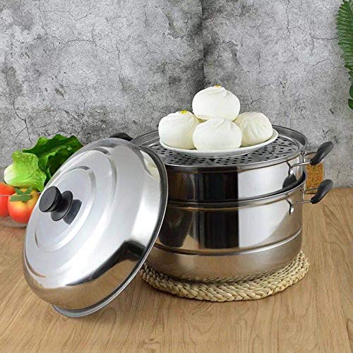 Beeiee 3 Tier Stainless Steel 11.2-Inch Diameter Steamer Cookware Pot Saucepot Multi-layer Boiler
