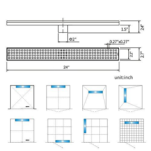 DESFAU 24-Inch Linear Shower Drain with Removable Quadrato Pattern Grate JD47030200BN6US#KL