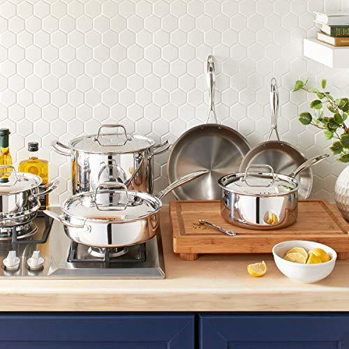 Stone & Beam Fry Pan With Lid, 12 Inch, Tri-Ply Stainless Steel