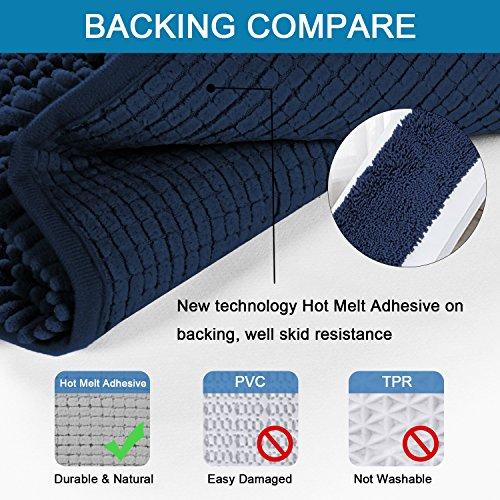 20x32 inch Oversize Bathroom Rug Shag Shower Mat Soft Texture Floor Mat Machine-Washable Bath mats with Water Absorbent Soft Microfibers Rugs for Kitchen, Navy