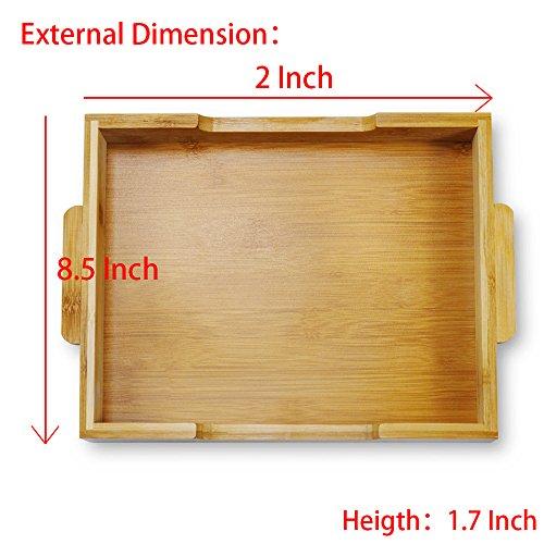 Bamboo Tray Bathroom Rectangle Serving Tray With Handles, 12 x 8.5" Serve Food Coffee or Tea at Home, Hotel & Restaurant By HTB