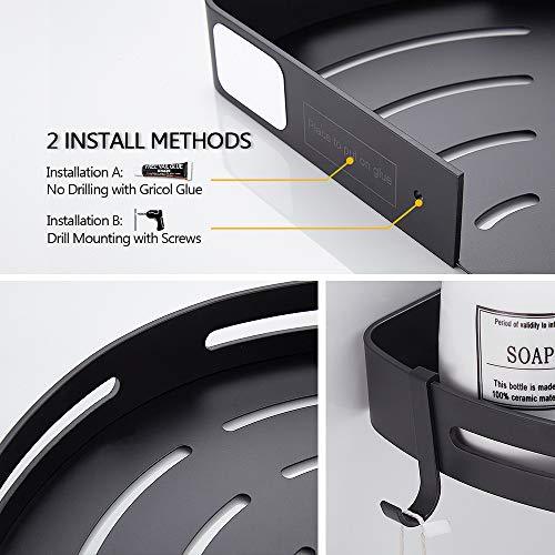 Gricol Bathroom Shower Shelf Triangle Wall Shower Caddy Space Aluminum Self Adhesive No Damage Wall Mount (Silver)
