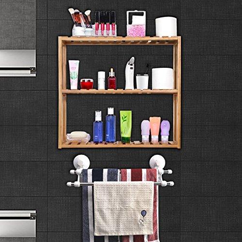 HBlife Bamboo 3-Tier Shelf Rack Utility Storage Organizing Plant Stand Multifunctional Bathroom Kitchen Living Room Holder Wall Mounted