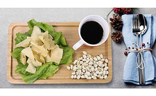 Bamboo Tray Bathroom Rectangle Serving Tray With Handles, 12 x 8.5" Serve Food Coffee or Tea at Home, Hotel & Restaurant By HTB
