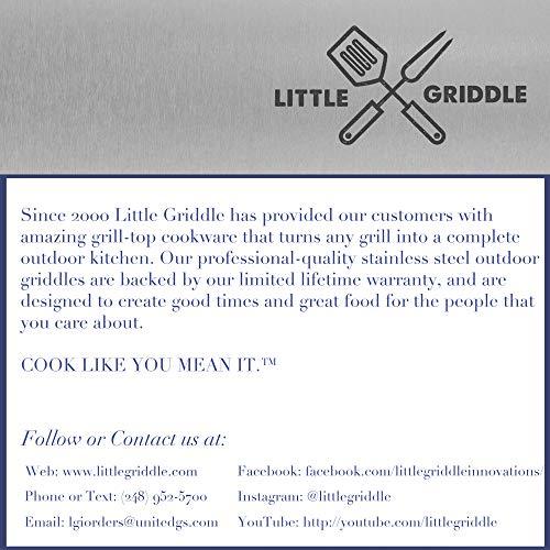 Little Griddle SQ180 100% Stainless Steel Universal Griddle with Even Heating Cross Bracing for Charcoal/Gas Grills, Camping, Tailgating, and Parties (18"x13"x3")