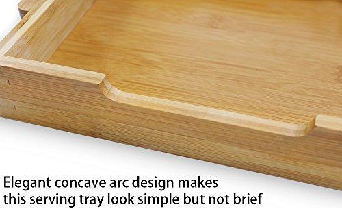 Bamboo Tray Bathroom Rectangle Serving Tray With Handles, 12 x 8.5" Serve Food Coffee or Tea at Home, Hotel & Restaurant By HTB