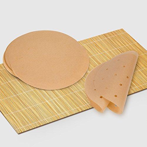100pcs Air Fryer Liners, Vancens 9 inch Bamboo Steamer Liners, Premium Perforated Parchment Paper Sheets, Non-stick Basket Mat, Perfect for 5.3 & 5.8 QT Air Fryers/Steaming/Baking/Cooking
