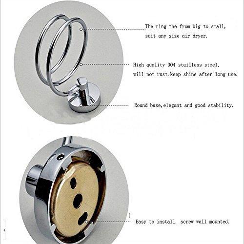 Basong Stainless Steel Bathroom Hair Dryer Holder Hair Care Tools Holder Wall Mount Chrome Finished