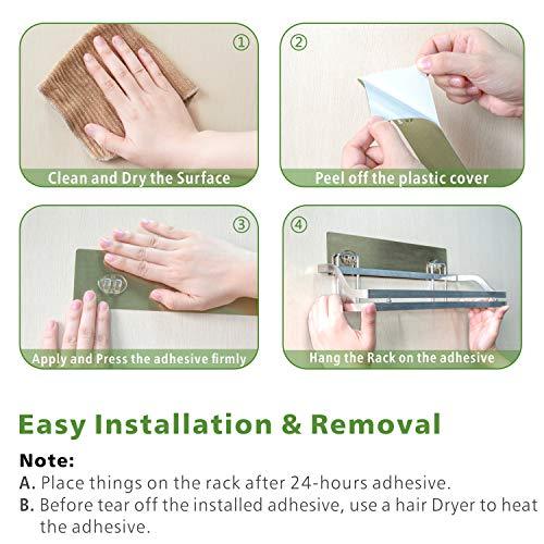 Adhesive Bathroom Shelf, iSEPCLE 2 Pack Shower Caddy Organizer Storage Rack, No Drilling, No Damage for Wall, 201 Stainless Steel
