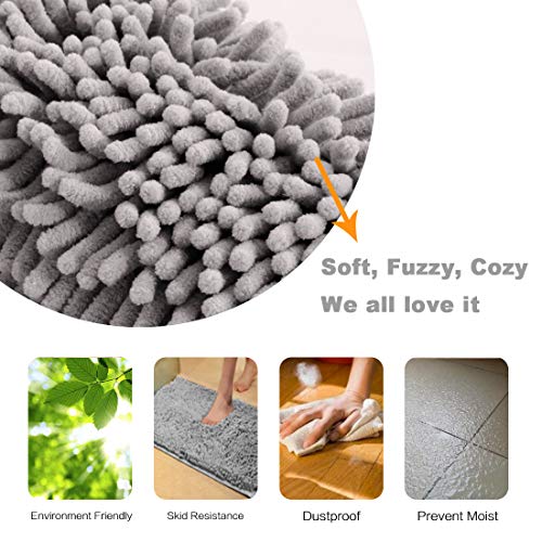 20x32 inch Oversize Bathroom Rug Shag Shower Mat Soft Texture Floor Mat Machine-Washable Bath mats with Water Absorbent Soft Microfibers Rugs for Kitchen, Navy