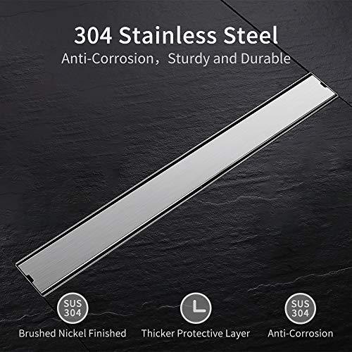 DESFAU Tile Insert Linear Shower Drain, 24-Inch Brushed Nickel Shower Floor Drain JD47032500BN6US#KL