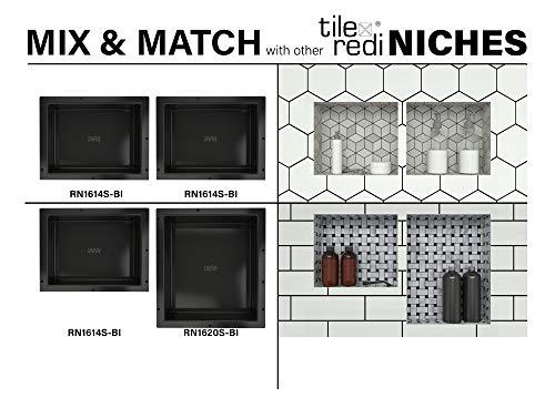 Redi Niche Single Recessed Shower Shelf – Black, One Inner Shelf, 16-Inch Width x 14-Inch Height x 4-Inch Depth
