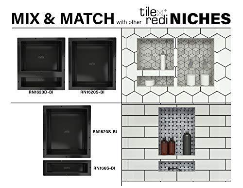 Redi Niche Single Recessed Shower Shelf – Black, One Inner Shelf, 16-Inch Width x 14-Inch Height x 4-Inch Depth