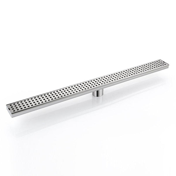DESFAU 24-Inch Linear Shower Drain with Removable Quadrato Pattern Grate JD47030200BN6US#KL