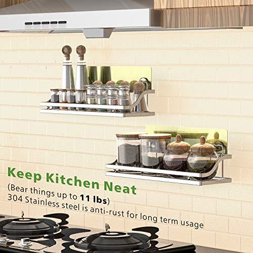 Adhesive Bathroom Shelf, iSEPCLE 2 Pack Shower Caddy Organizer Storage Rack, No Drilling, No Damage for Wall, 201 Stainless Steel