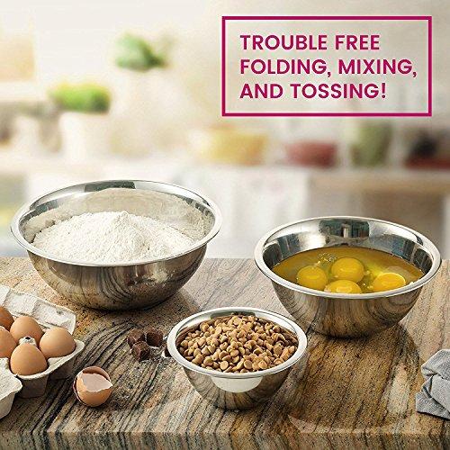 Stainless Steel Mixing Bowls by Finedine (Set of 6) Polished Mirror Finish Nesting Bowl, ¾ - 1.5-3 - 4-5 - 8 Quart - Cooking Supplies