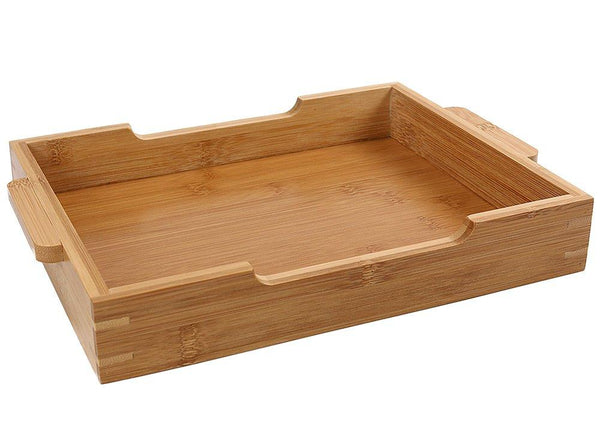 Bamboo Tray Bathroom Rectangle Serving Tray With Handles, 12 x 8.5" Serve Food Coffee or Tea at Home, Hotel & Restaurant By HTB