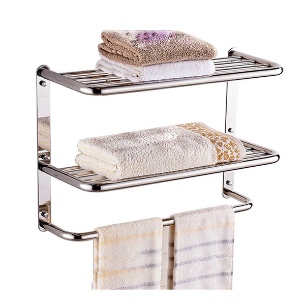 LUANT 24 Inch Bathroom Shelf 3-Tier Wall Mounting Rack with Towel Bars