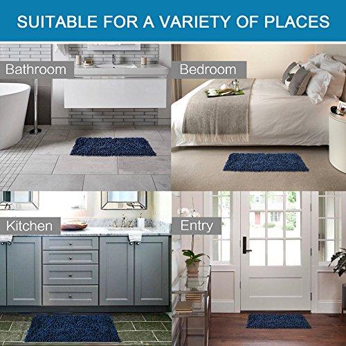 20x32 inch Oversize Bathroom Rug Shag Shower Mat Soft Texture Floor Mat Machine-Washable Bath mats with Water Absorbent Soft Microfibers Rugs for Kitchen, Navy