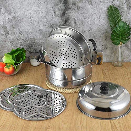 Beeiee 3 Tier Stainless Steel 11.2-Inch Diameter Steamer Cookware Pot Saucepot Multi-layer Boiler