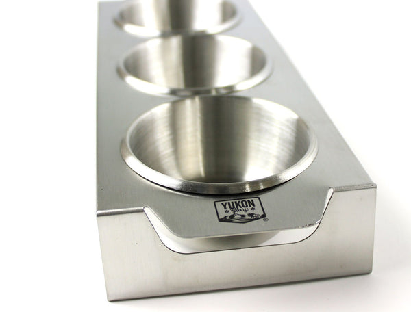 Yukon Glory Serving Tray with Removable Ramekins, Multi Purpose, Durable Stainless Steel, Heat Resistant, For Condiments, BBQ, Candy, Nuts and Pets