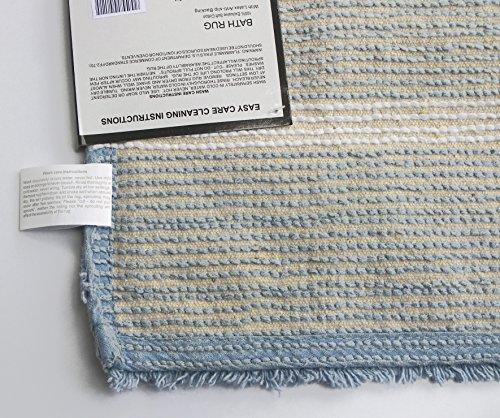 Chardin Home - 100% Pure Cotton - 2 Piece Cordural Stripe Bath Rug Set, (21''x34'' & 17''x24'') Gray-Beige with Latex spray non-skid backing