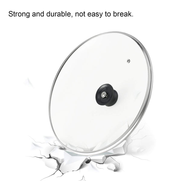 Elohas Glass Frying Pan Lid, 12 Inch Tempered Glass Cookware Lid With Vent | Stainless Steel Handle and Rim | Oven Safe and Dishwasher Safe | Perfect for Warming, Steaming, Simmering, and Braising