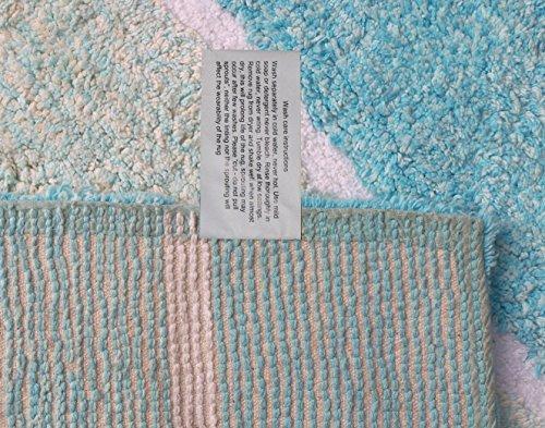 Chardin Home - 100% Pure Cotton - 2 Piece Cordural Stripe Bath Rug Set, (21''x34'' & 17''x24'') Gray-Beige with Latex spray non-skid backing